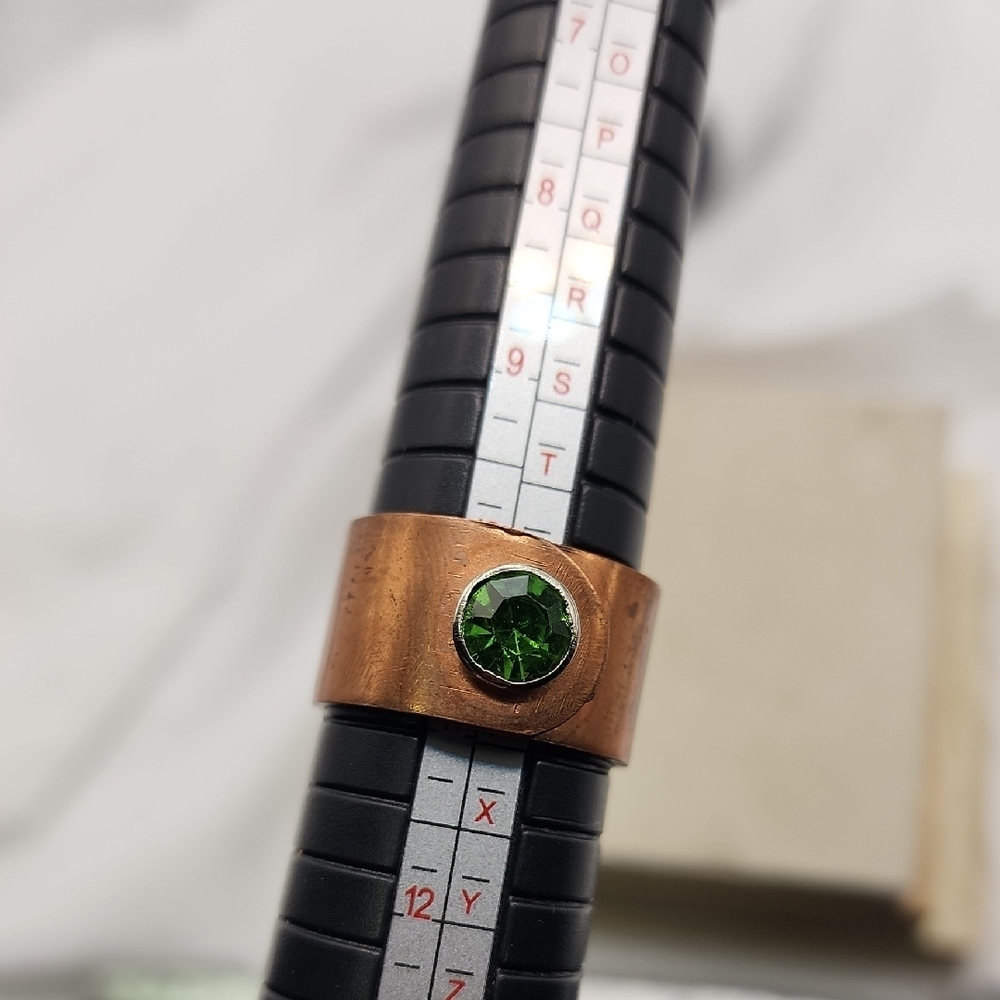 Copper Ring with Green Gemstone Size 11 - Picture 4 of 4